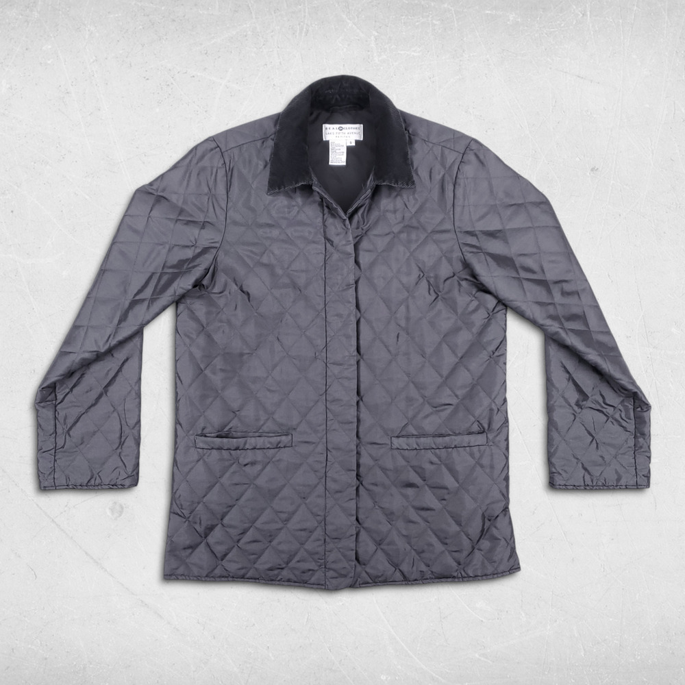 Real Clothes Saks Fifth Ave Petites Jacket Womens S Gray Quilted Collared Preppy